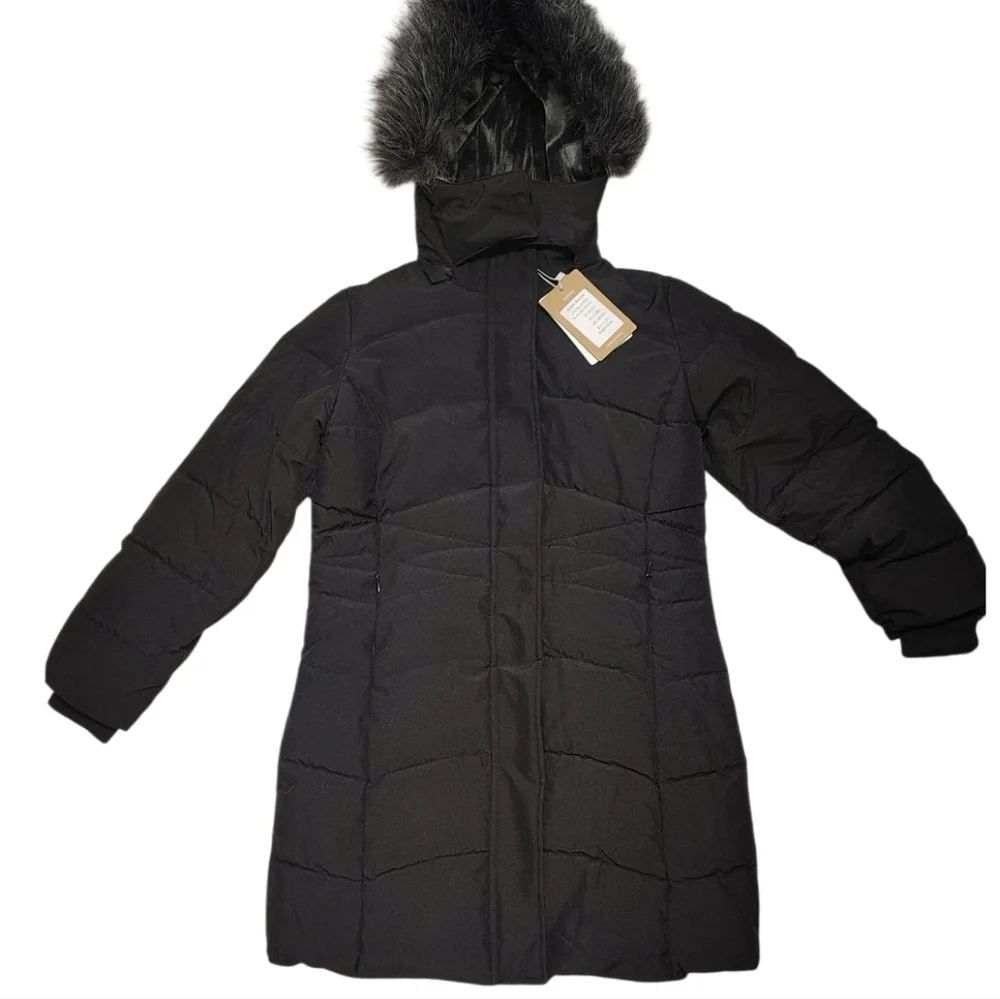 Wantdo Kids' Black Fleece-Lined Winter Parka Size 10-12 Black Faux Fur Hood